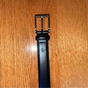 Men‘s Penguin Black Leather belt with Silver buckle - sz 34